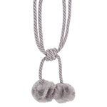 2x Stunning Pompom Style Curtain Tieback / Fluffy Curtain Tie Backs - Jones® - Black/Silver/Cranberry/Cream - Pack of 2 Active - Curtains Supplies Direct