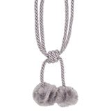 2x Stunning Pompom Style Curtain Tieback / Fluffy Curtain Tie Backs - Jones® - Black/Silver/Cranberry/Cream - Pack of 2 Active - Curtains Supplies Direct