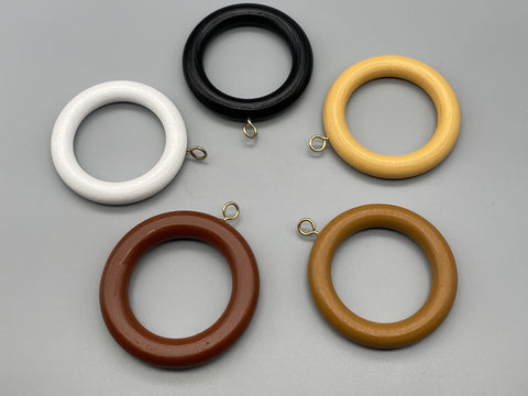 Wooden Curtain Rod Rings - With Eyelet Screw - Different Colours - Pack of 6-Curtains Supplies Direct