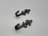Matte Black Fleur De Lis Design Classic Tie Back Hook - Metal - Pack of 4-Curtains Supplies Direct