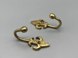 Ball End Fleur De Lis Design Golden Tie Back Hook - Metal - Pack of 4-Curtains Supplies Direct