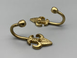 Ball End Fleur De Lis Design Golden Tie Back Hook - Metal - Pack of 4-Curtains Supplies Direct