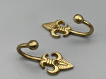 Ball End Fleur De Lis Design Golden Tie Back Hook - Metal - Pack of 4-Curtains Supplies Direct