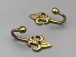 Ball End Fleur De Lis Design Golden Tie Back Hook - Metal - Pack of 4-Curtains Supplies Direct