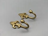 Ball End Fleur De Lis Design Golden Tie Back Hook - Metal - Pack of 4-Curtains Supplies Direct