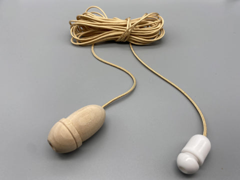 Chestnut Wood Acorn with 1.5meter Gold Cord & Plastic Connector-Curtains Supplies Direct