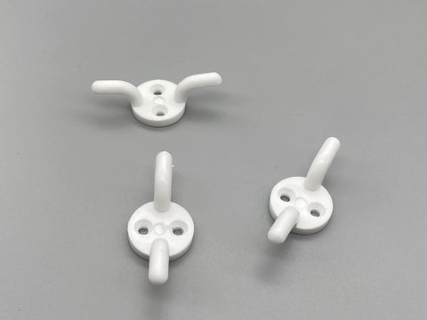 Plastic Cleat with Screws - White - Pack of 3-Curtains Supplies Direct