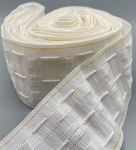 White Pencil Pleat Curtain Heading Tape 75mm (3" inch) Gold Guide Stitching - 10meter-Curtains Supplies Direct