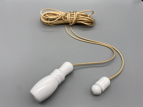 White Plastic Vase Acorn with 1.5meter Gold Cord & Plastic Connector-Curtains Supplies Direct