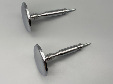 2x Chrome Curtain Hold Back Pins - Large Metal Round Pins - Chrome - Curtains Supplies Direct