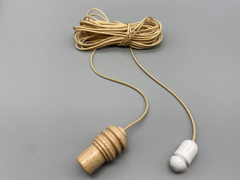 Lighthouse Wood Acorn with 1.5meter Gold Cord & Plastic Connector-Curtains Supplies Direct