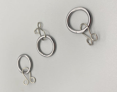 Chrome Curtain Rod Rings With Loose Eyelet - Inner Diameter ø 20mm - Pack of 20-Curtains Supplies Direct