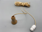 Natural Wood Bell Acorn with 1.5meter Gold Cord & Plastic Connector-Curtains Supplies Direct