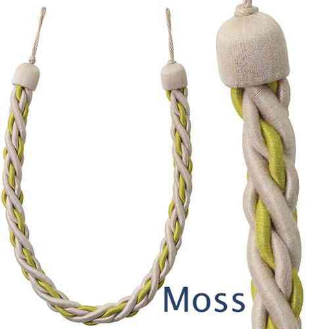 Pair of Moss Twisted Contemporary Tie Backs - by Jones® - Pack of 2 - Curtains Supplies Direct