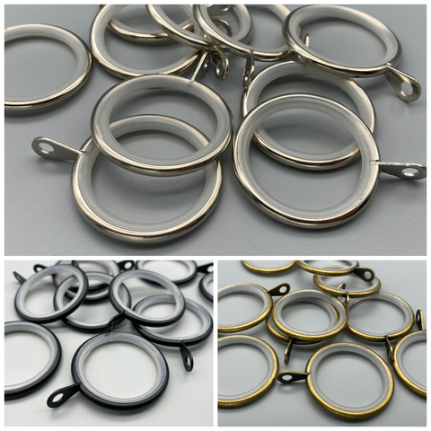 Silent Metal Pole Rings - Fit Poles Upto ø 30mm Diameter - Pack of 10-Curtains Supplies Direct